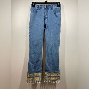 Show Me Your Mumu Miramar High-Waist Boyfriend Jeans Tassel Straight Leg 27